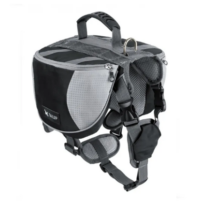 Dog Backpack For Outdoor Activities - Adjustable And Waterproof In Red And Gray