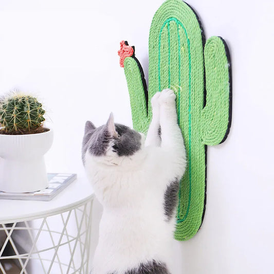 Cat Scratching Mat Cactus And Fish - Scratching Toy for Cats, Wall and Floor Scratching Mat Made of Sisal