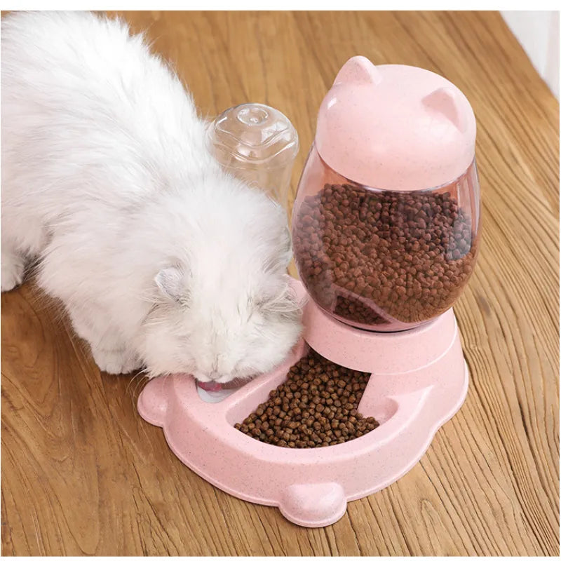Automatic Food Dispenser For Cats - Kitten Feeding Station In Cute Cat Design
