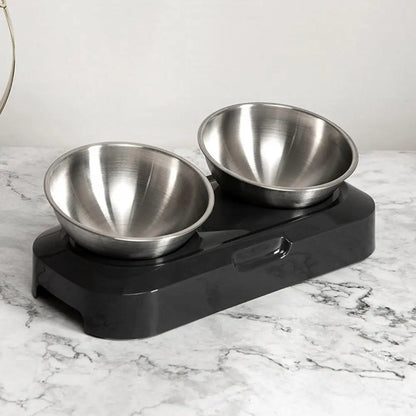 Double Bowl For Cats Made Of Stainless Steel With Stand