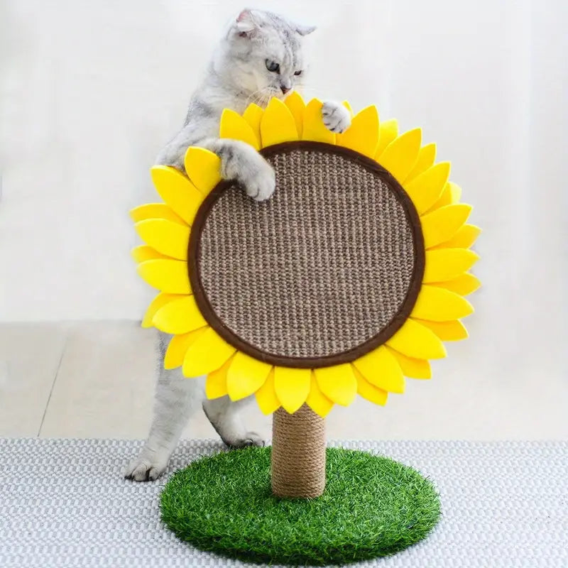 Cat Sunflower Scratching Post Made Of Sisal