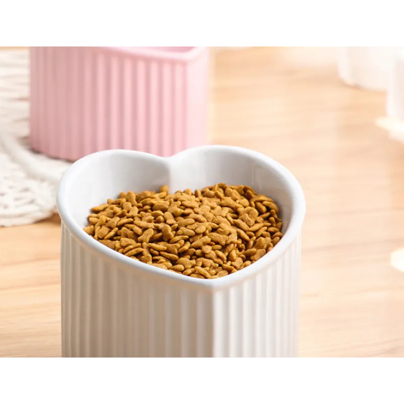 Heart-shaped Ceramic Food Bowl For Dogs And Cats With Non-slip Base