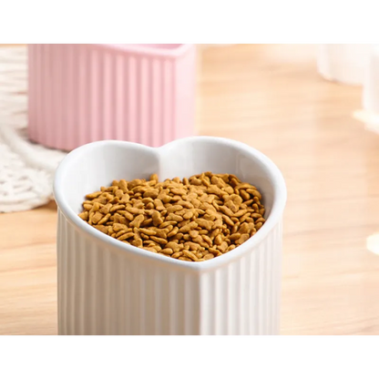 Heart-shaped Ceramic Food Bowl For Dogs And Cats With Non-slip Base