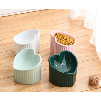 Heart-shaped Ceramic Food Bowl For Dogs And Cats With Non-slip Base