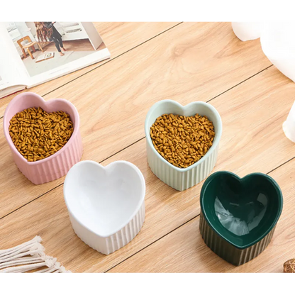 Heart-shaped Ceramic Food Bowl For Dogs And Cats With Non-slip Base