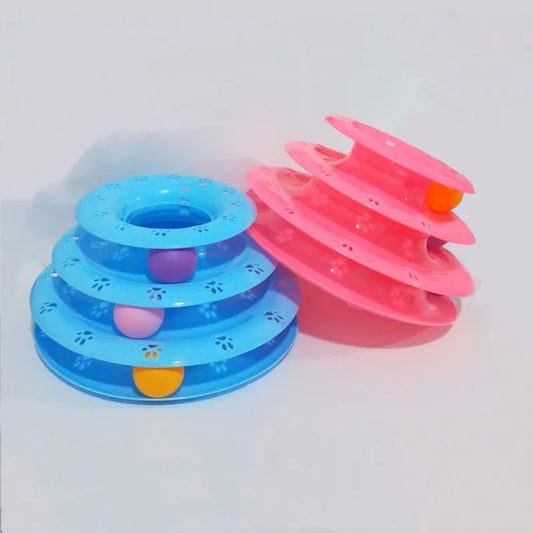Interactive Cat Toy - 3 - Stage Play Pyramid with Colourful Balls