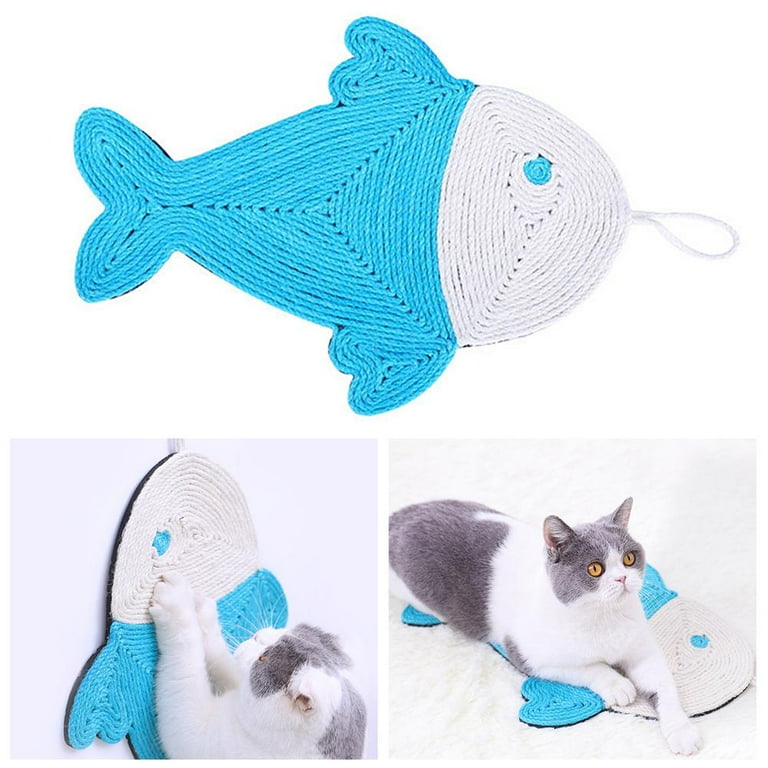 Cat Scratching Mat Cactus And Fish - Scratching Toy for Cats, Wall and Floor Scratching Mat Made of Sisal