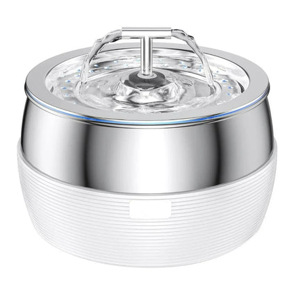 3 Litre Stainless Steel Drinking Fountain for Dogs and Cats - Quiet Water Dispenser with Double Spout