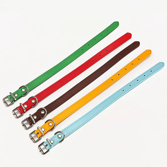 Colorful Leather Collar For Dogs - Adjustable And Durable