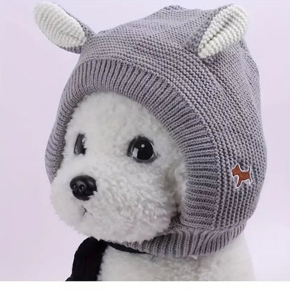 Warm Knitted Hat with Ears for Dogs