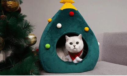 Cat Bed In Christmas Tree Form