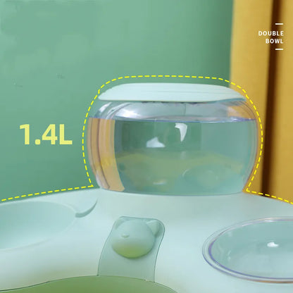 2-in-1 Pet Food Bowl With Automatic Water Dispenser And Non-slip Design