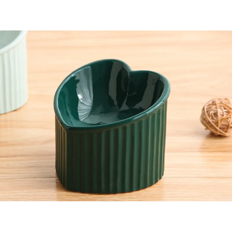 Heart-shaped Ceramic Food Bowl For Dogs And Cats With Non-slip Base