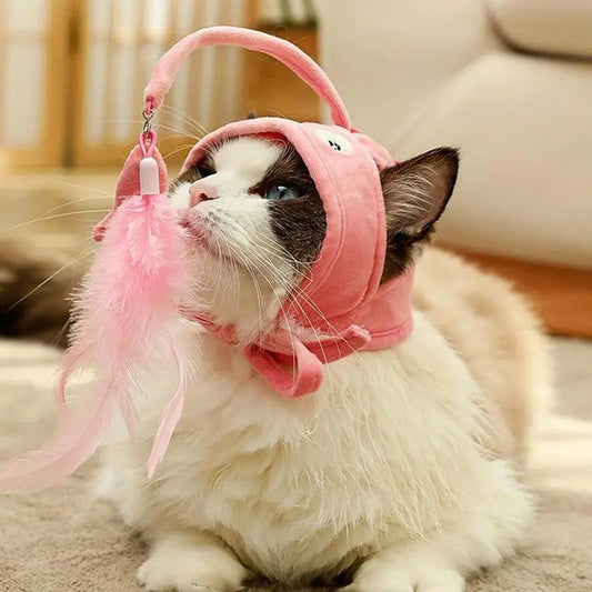 Cat Hat With Pendant - Funny Animal Costume For Cats With Toy
