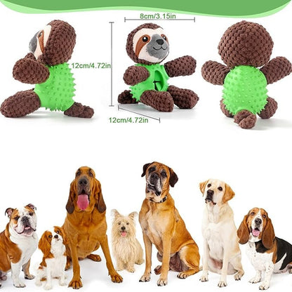 3-in-1 Dog Plush Toy with Integrated Dental Chew and Treat Hiding Spot