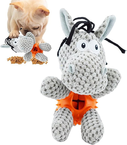 3-in-1 Dog Plush Toy with Integrated Dental Chew and Treat Hiding Spot