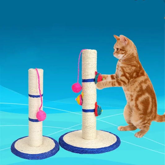 Cat Scratching Post With Colorful Toys - Sisal Scratching Post With Balls And Animals