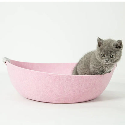 Felt Pet Bed For Cats - Soft Comfortable Basket With Handles