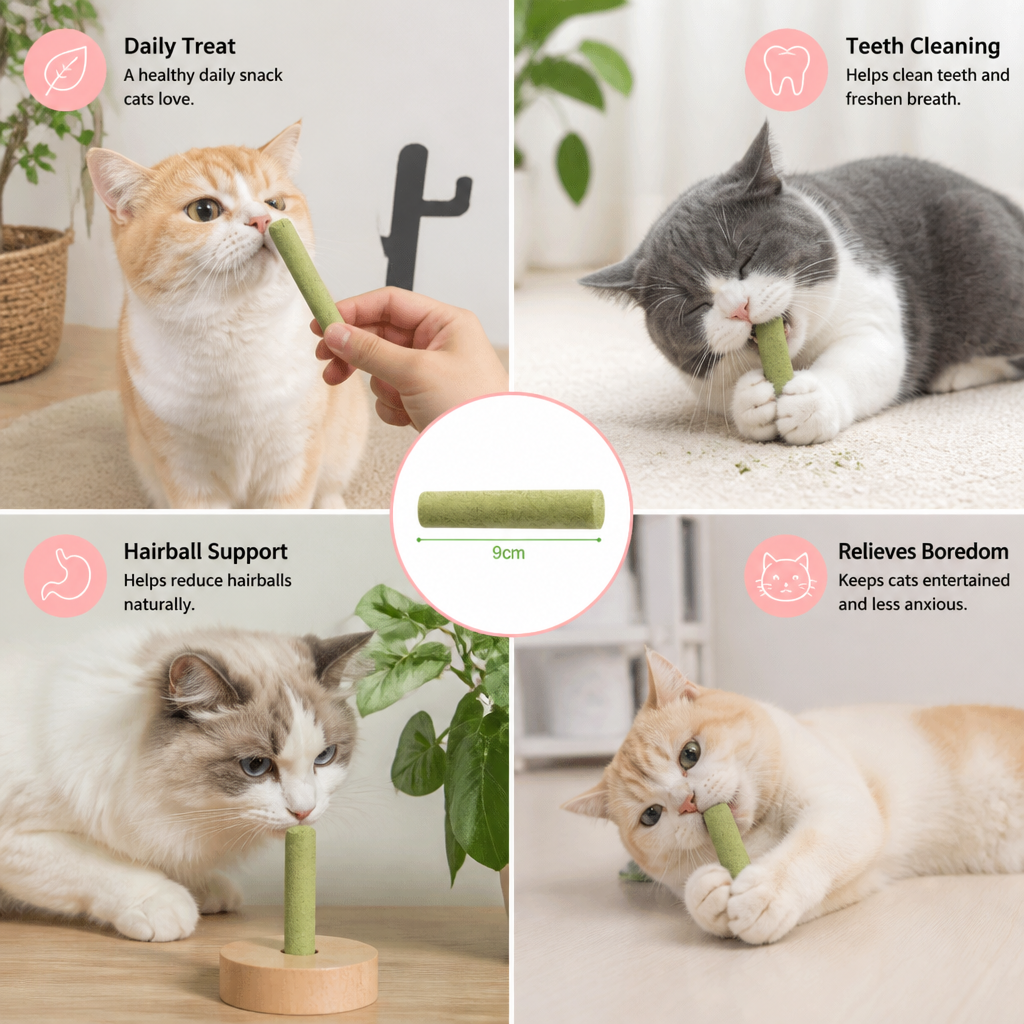 Cat Grass Teething Sticks for Hairball Removal and Clean Teeth