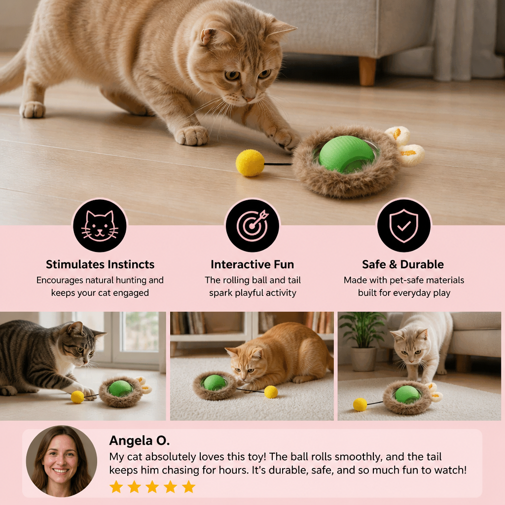 Interactive Play Ball With Tail For Cats