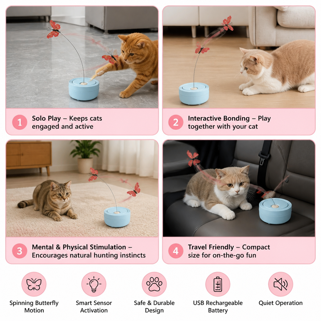 Interactive Butterfly Spinner Cat Toy
