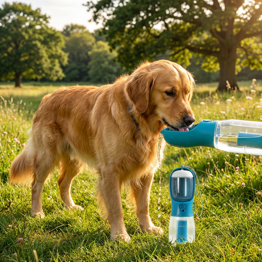 3-in-1 Dog Water Bottle – Travel Bottle with Food Container