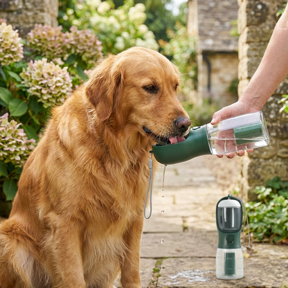 3-in-1 Dog Water Bottle – Travel Bottle with Food Container