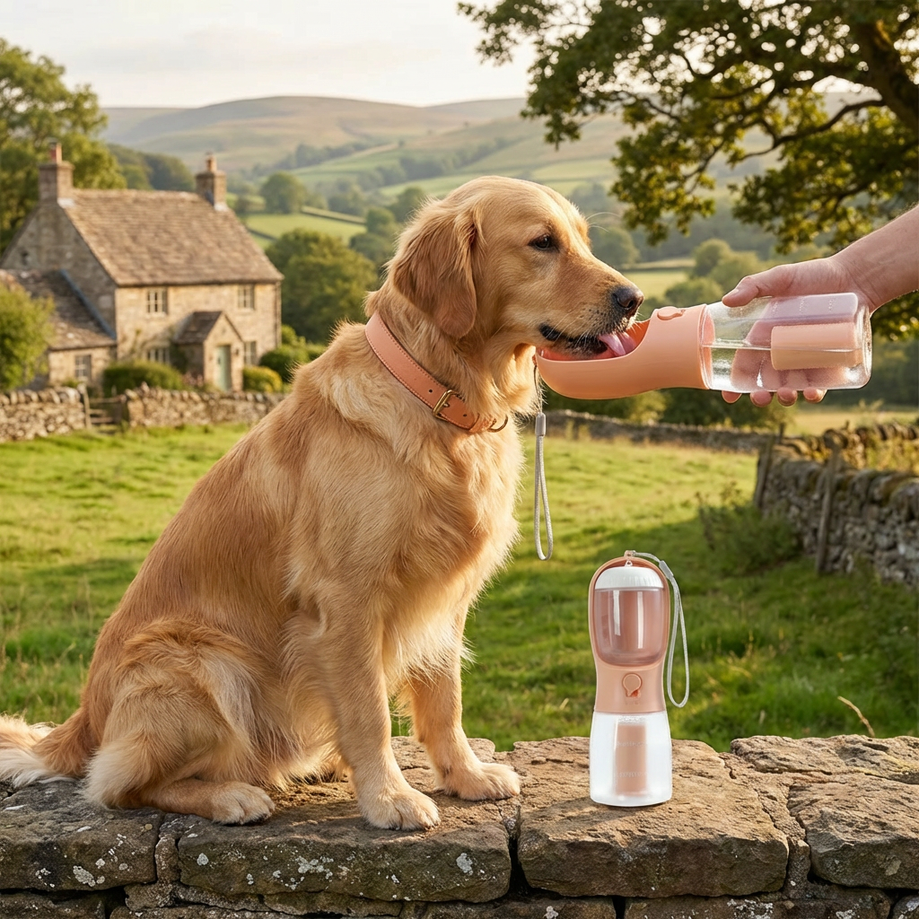 3-in-1 Dog Water Bottle – Travel Bottle with Food Container