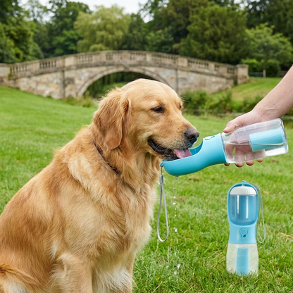 3-in-1 Dog Water Bottle – Travel Bottle with Food Container