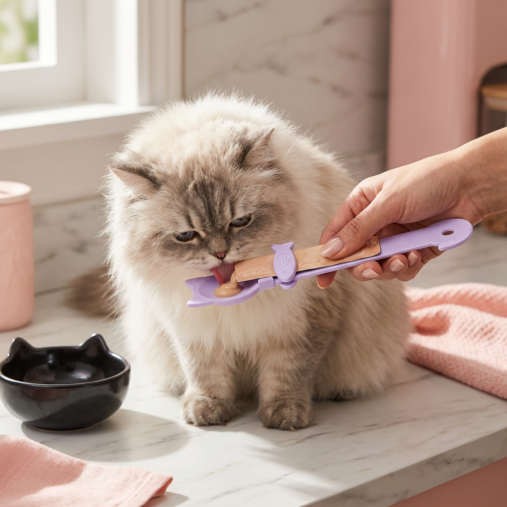 Cat Treat Spoon Feeder – Lickable Wet Food Dispenser with Long Handle