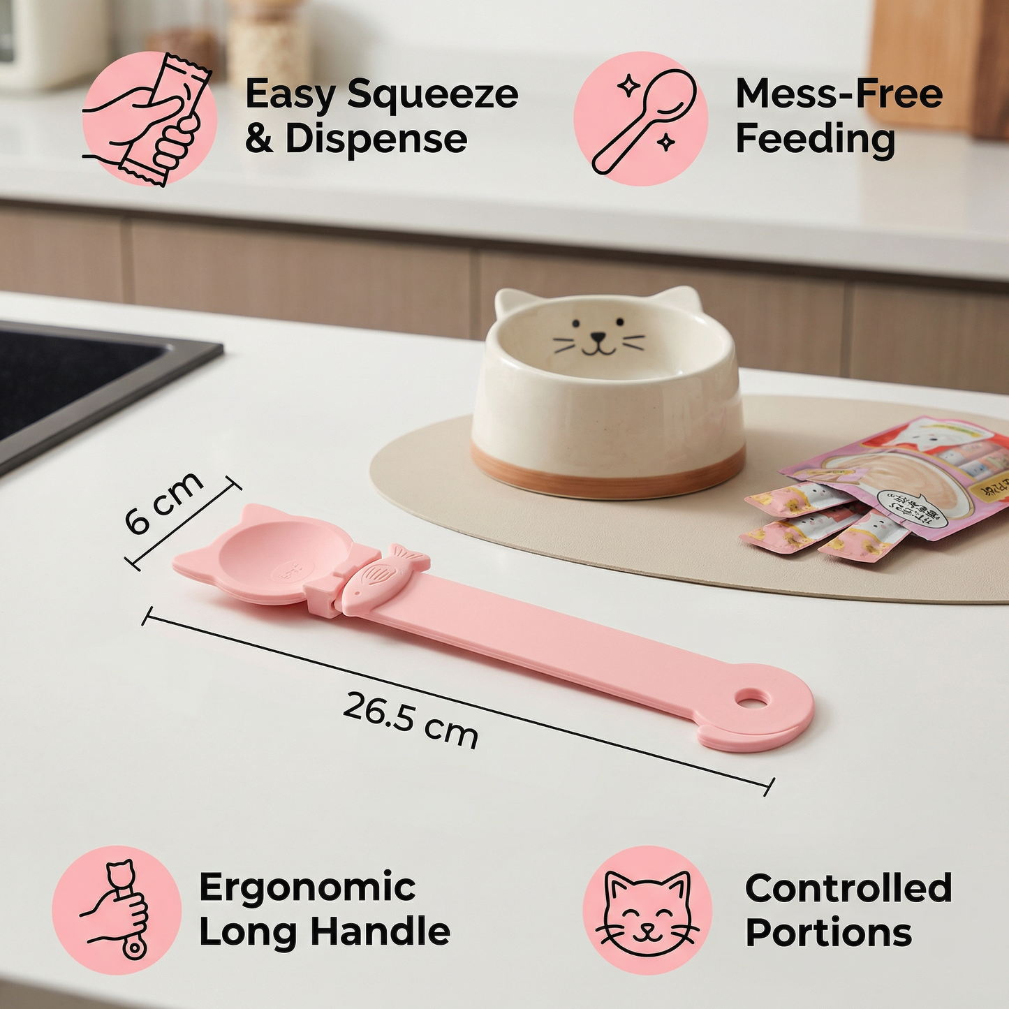 Cat Treat Spoon Feeder – Lickable Wet Food Dispenser with Long Handle