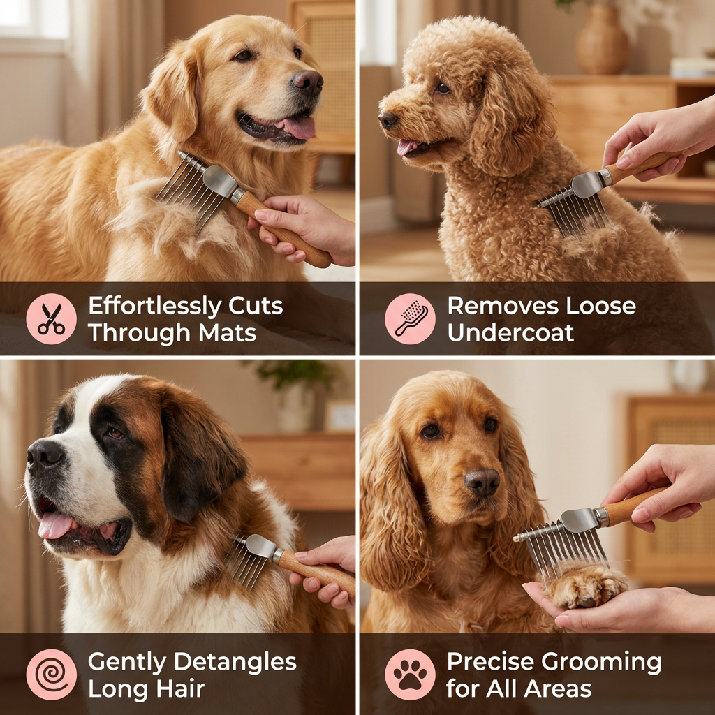 Pet Dematting Comb – Undercoat & Knot Remover