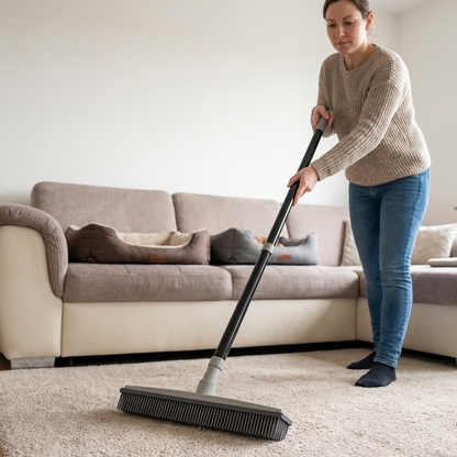 Telescopic Pet Hair Removal Broom – Multi-Surface Cleaner for Carpet, Sofa & Dog Bed