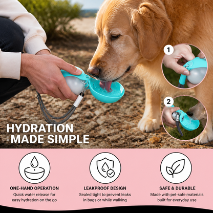Sphere 2-in-1 Dog Water Bottle with Silicone Bowl – Leakproof Travel Bottle