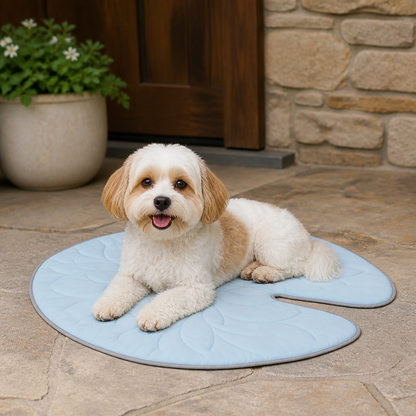 Cooling Leaf-Shaped Pet Mat – Washable Summer Mat with Non-Slip Bottom