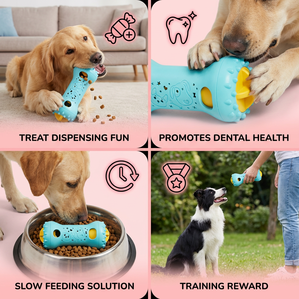 3-in-1 Dog Chew Toy – Slow Feeder, Treat Dispenser & Dental Care
