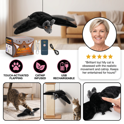 Touch—Activated Flapping Bat Cat Toy with Catnip