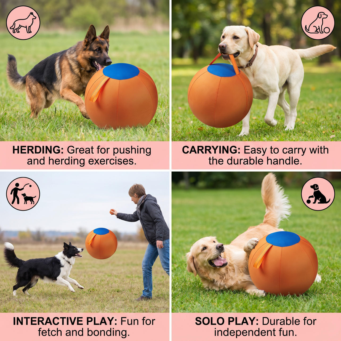 Durable training ball with cover for dogs
