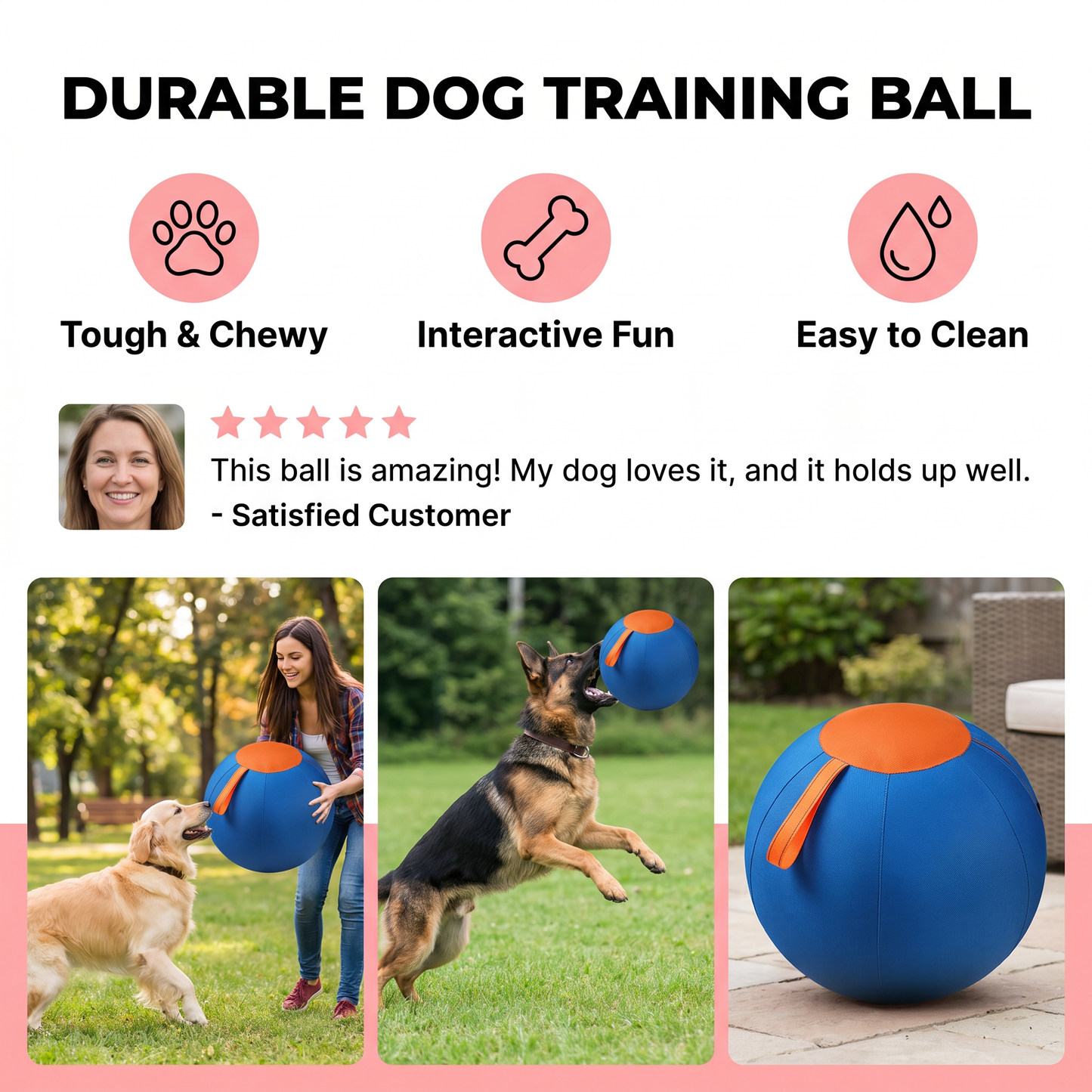 Durable training ball with cover for dogs