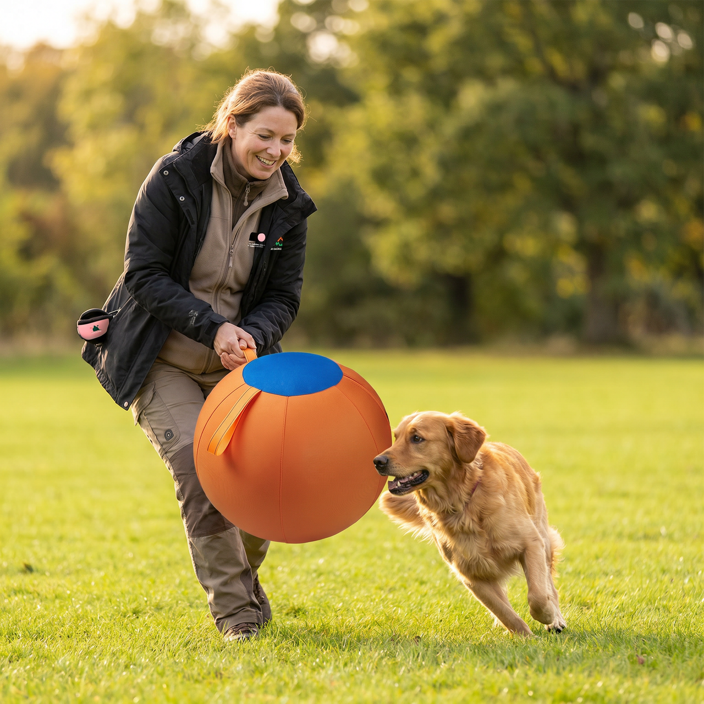 Durable training ball with cover for dogs