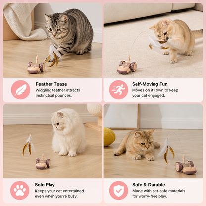 Interactive Cat Toy 3-in-1 – Moving Feather Chase for Active Playtime