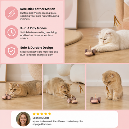 Interactive Cat Toy 3-in-1 – Moving Feather Chase for Active Playtime