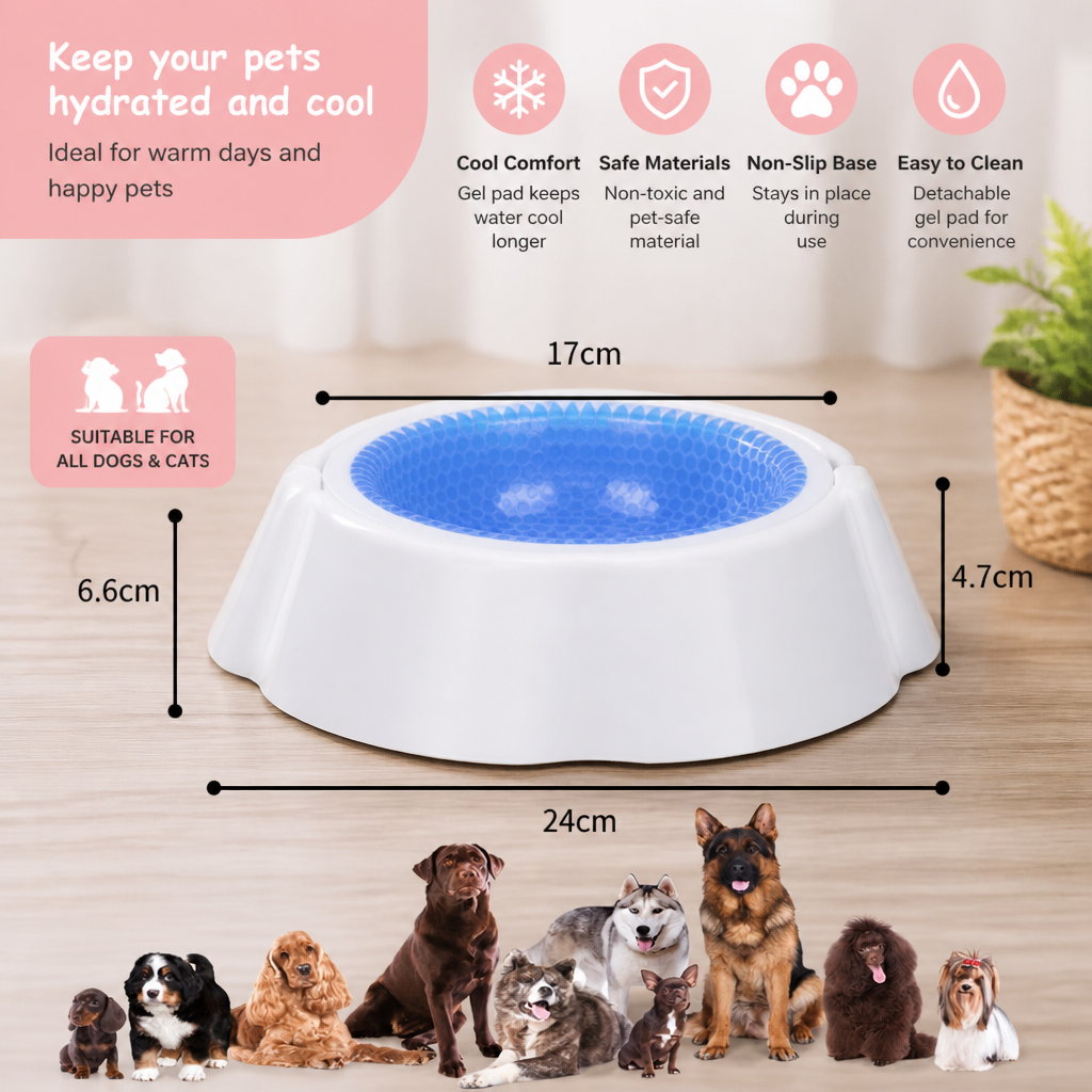 Cooling Pet Water Bowl for Dogs and Cats