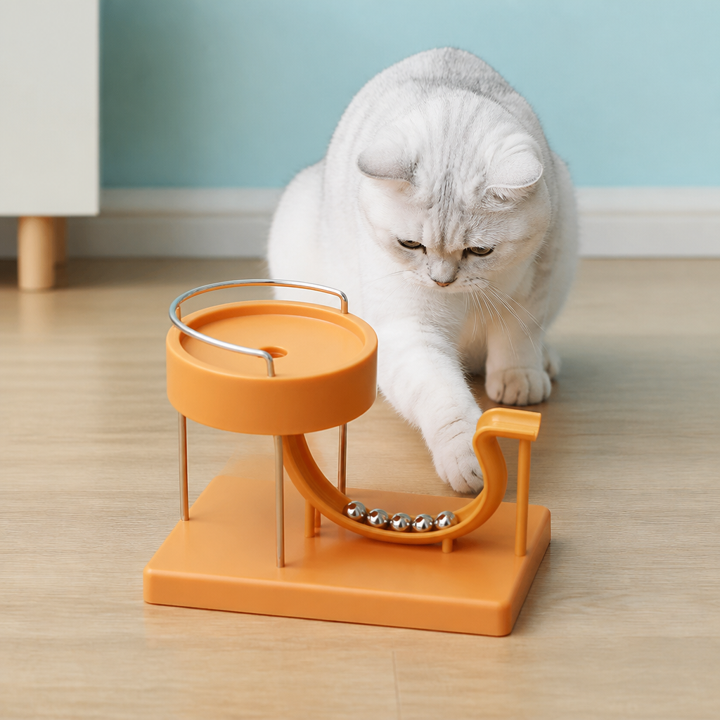 Marble run cat toy for endless fun