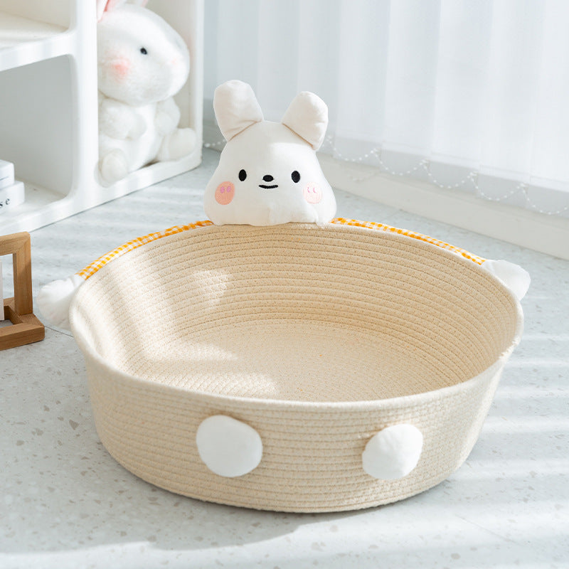 Hand-Woven Cotton Rope Cat Bed