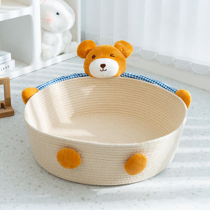 Hand-Woven Cotton Rope Cat Bed