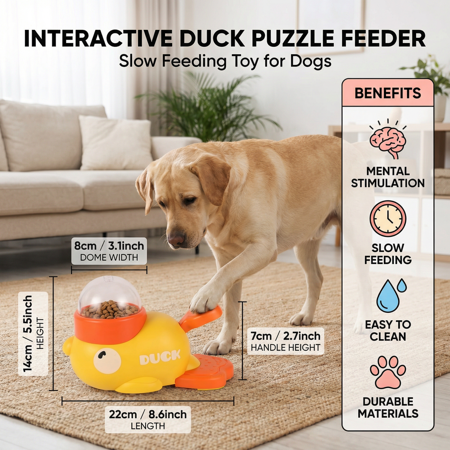 Interactive Pet Puzzle Feeder – Slow Feeding Duck Toy for Dogs & Cats
