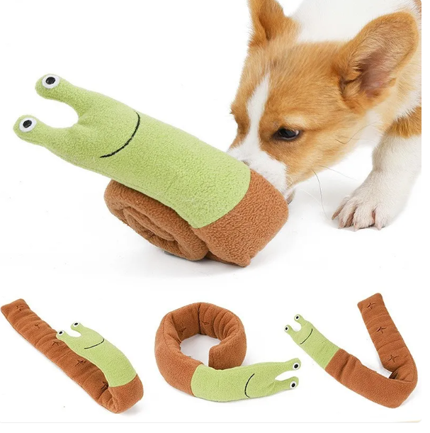 Plush Dog Toy in Snail Shape with Crackling Effect and Squeaker