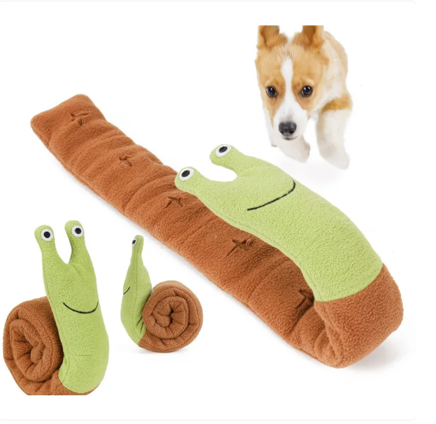 Plush Dog Toy in Snail Shape with Crackling Effect and Squeaker