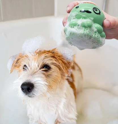 Silicone Pet Brush With Foam Dispenser - Efficient Coat Care For Dogs And Cats